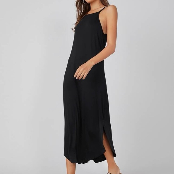 2/$20 Black curved split hem dress - Picture 2 of 3